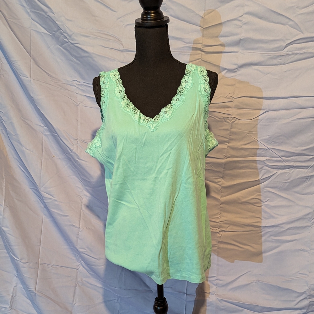 Mint Green Lace Trim Women's Top